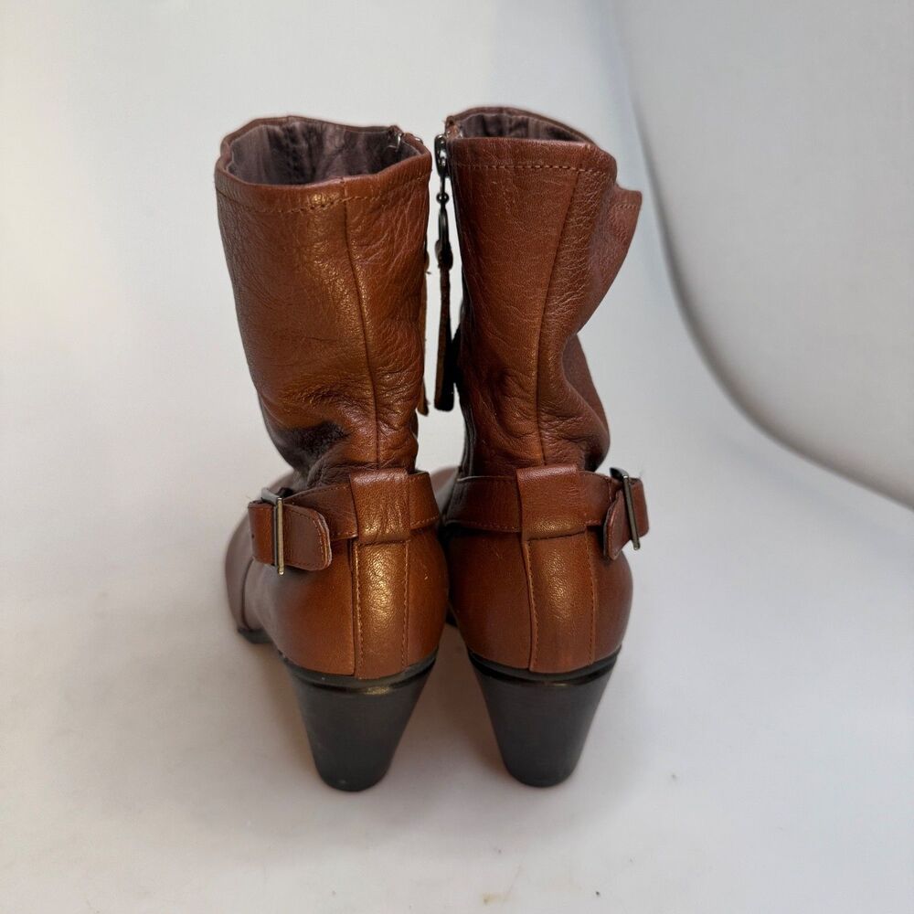 Biviel Leather Heeled Boots Brown Zip Closure Strap Accent Women’s Size 38 EUC- - Picture 5 of 13